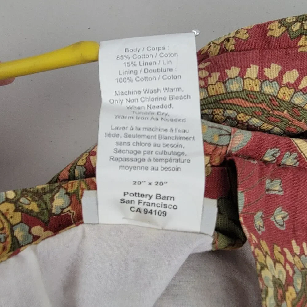 Pottery Barn Clara Palampore Euro Sham Paisley Floral Red 20